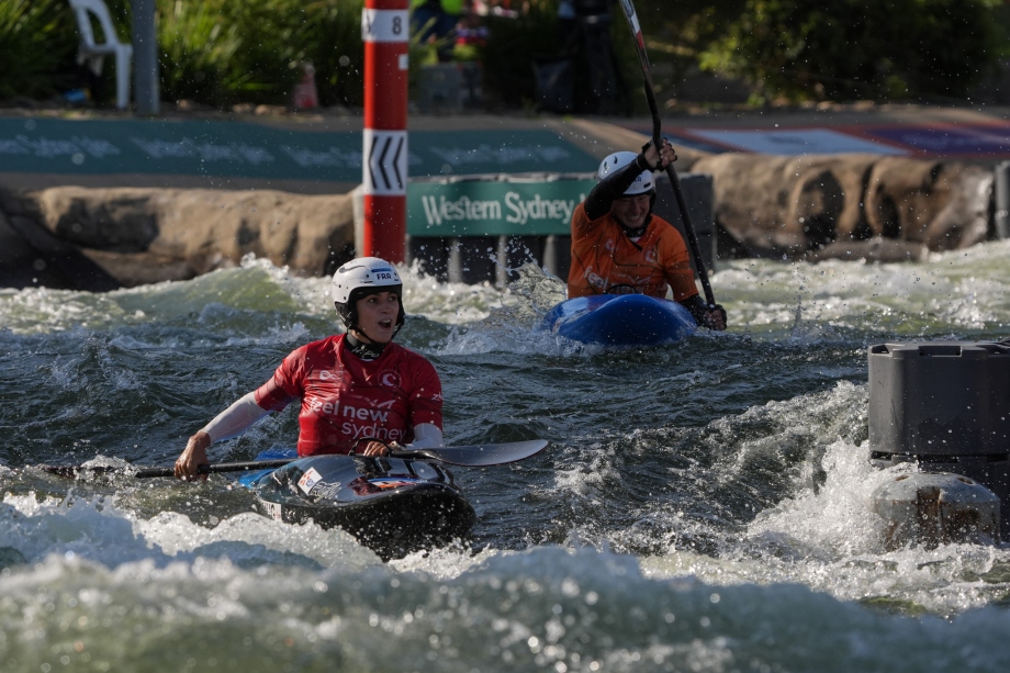 France's Angele Hug secured the women's kayak cross crown Angele Hug kayak cross Sydney 2025 France celebrate